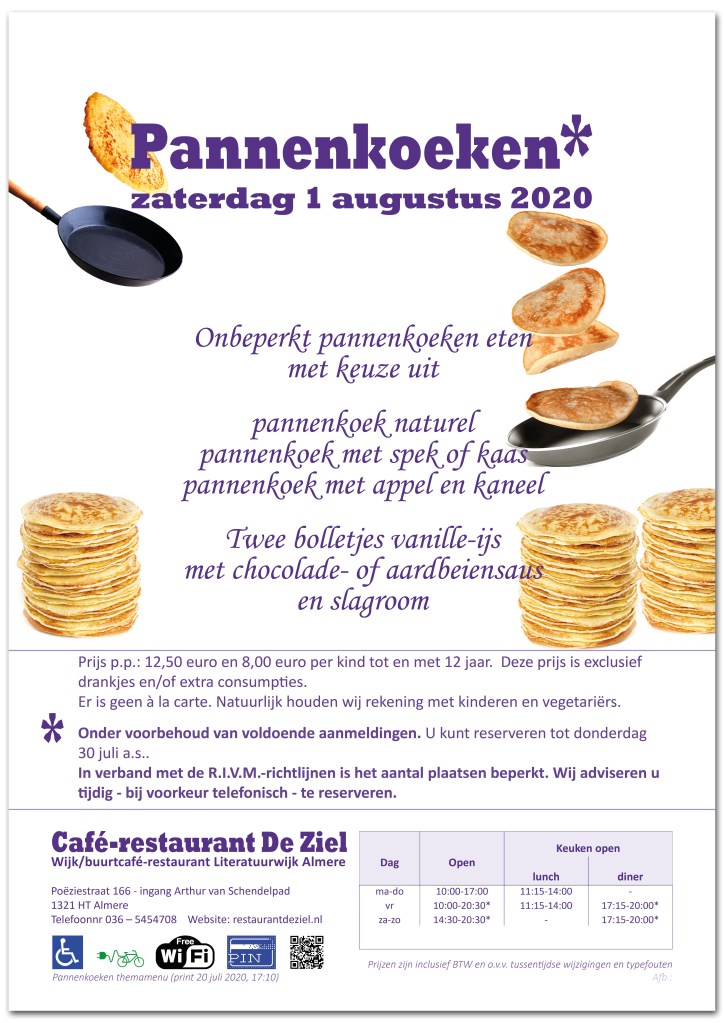 Café-restaurant De Ziel, Almere, menu, themamenu