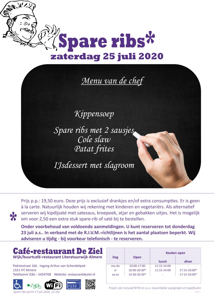 Café-restaurant De Ziel, themamenu, diner, Almere