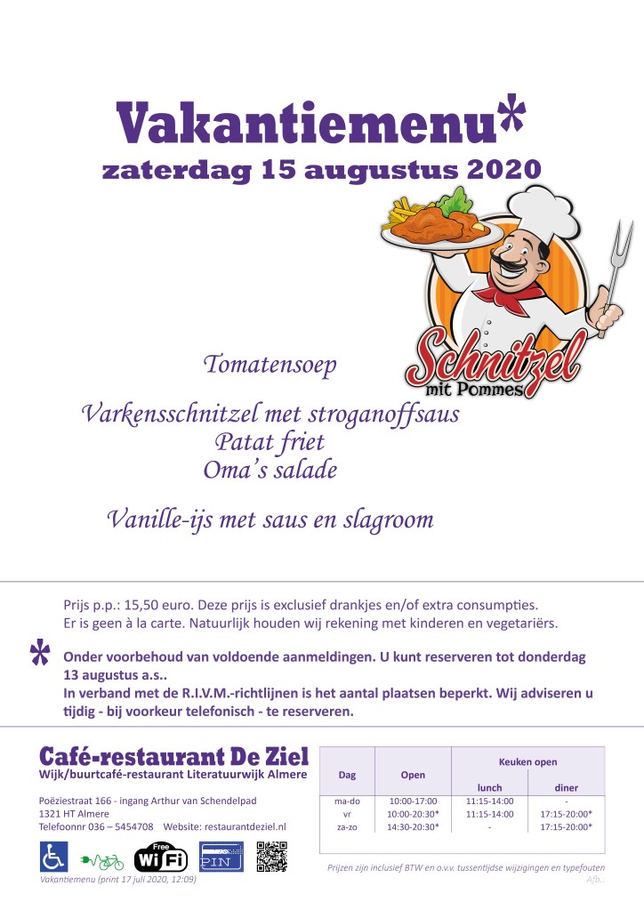 Café-restaurant De Ziel - themamenu vakantie