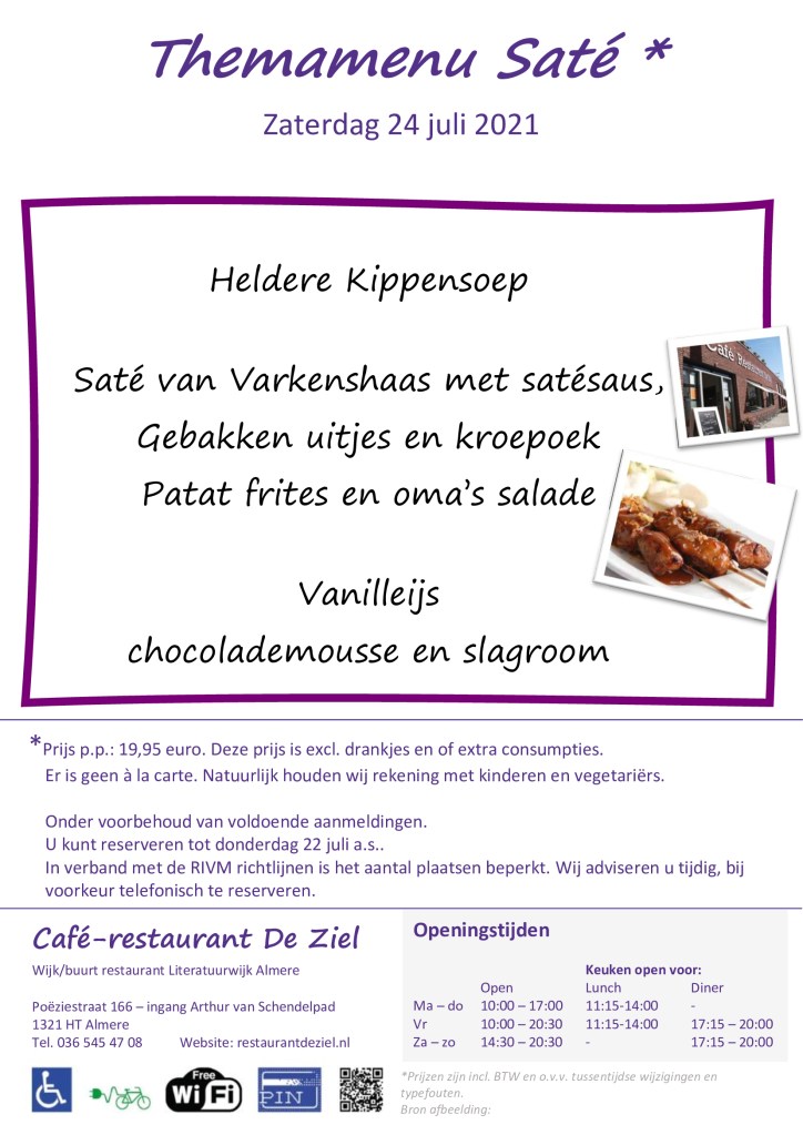 Café-restaurant De Ziel - themamenu