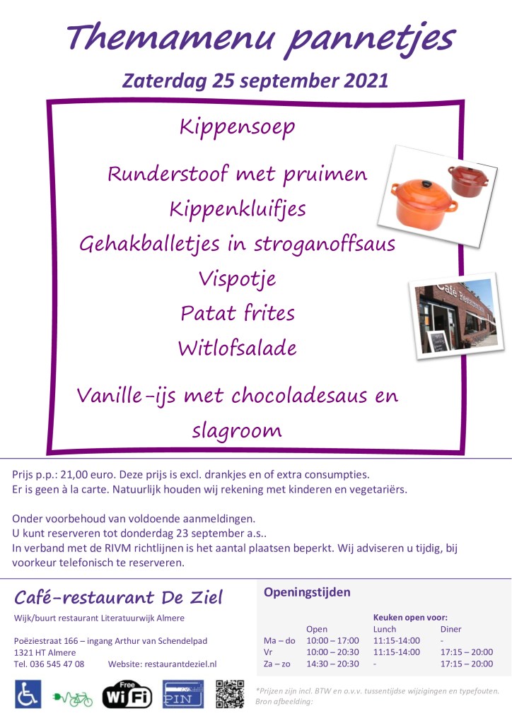 Café-restarant De Ziel - themamenu