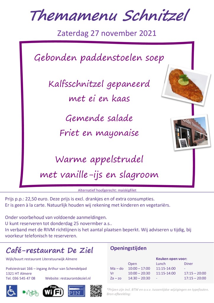 Café-restarant De Ziel - themamenu