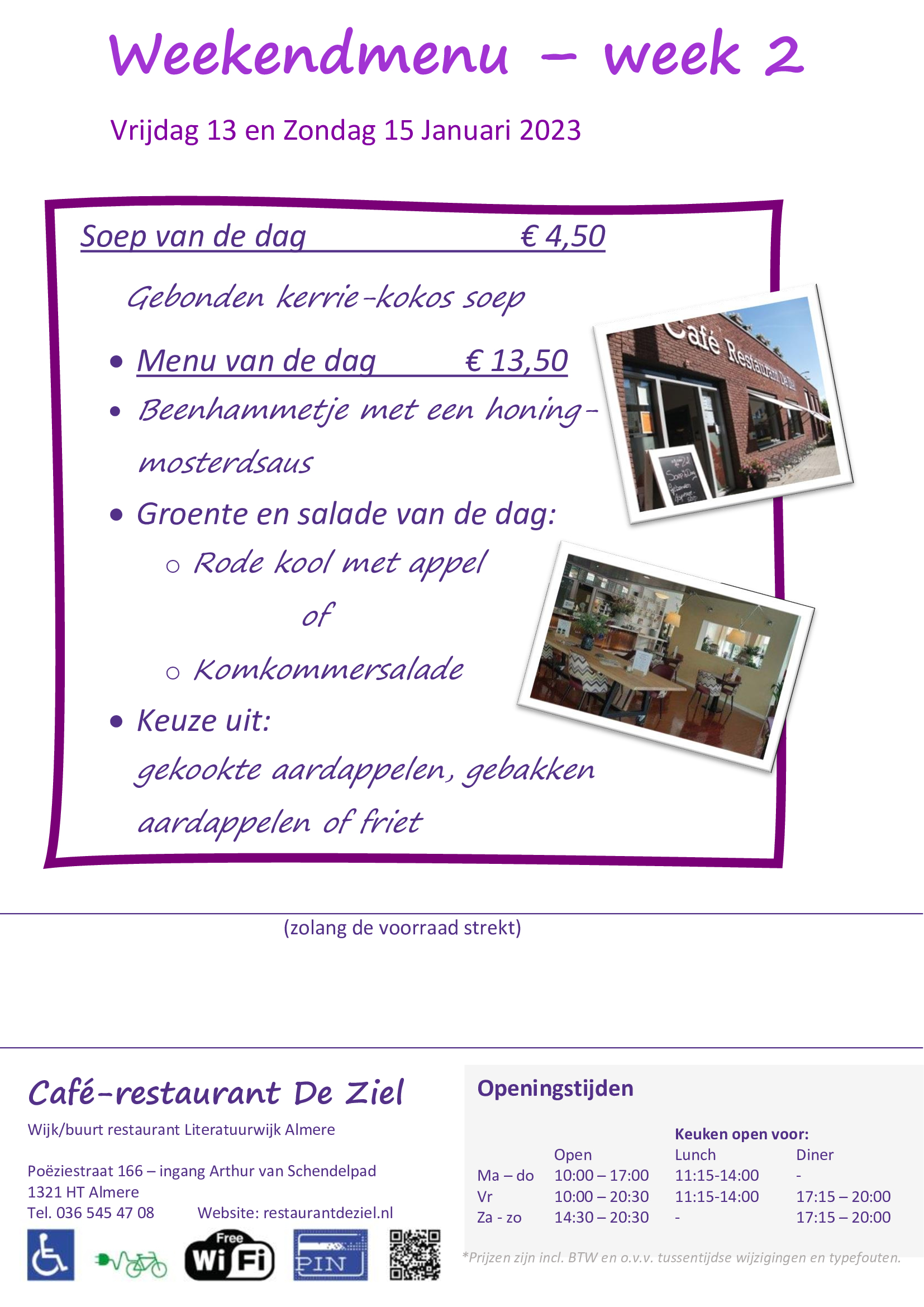 Weekendmenu week 2 – Café-restaurant De Ziel